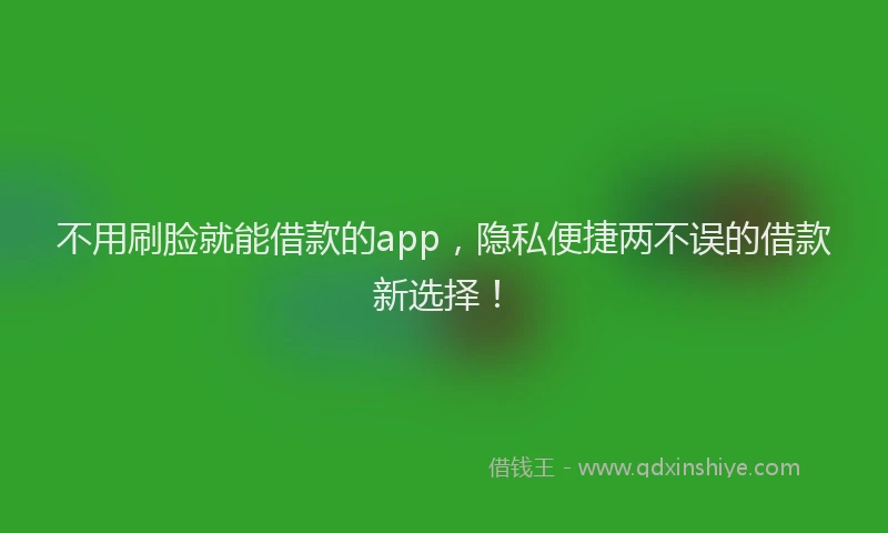 不用刷脸就能借款的app，隐私便捷两不误的借款新选择！