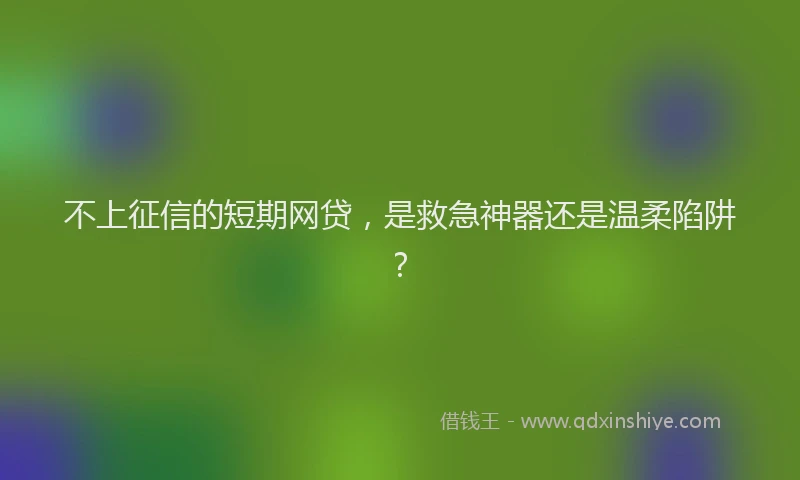 不上征信的短期网贷，是救急神器还是温柔陷阱？
