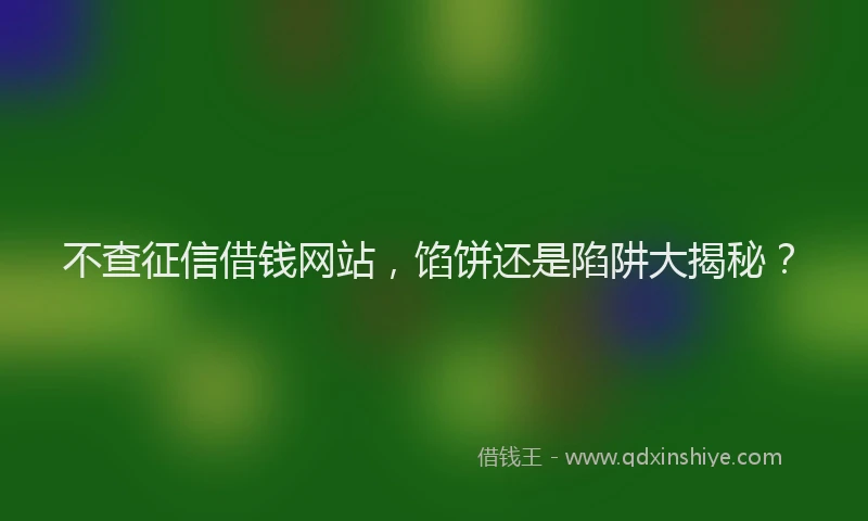 不查征信借钱网站，馅饼还是陷阱大揭秘？