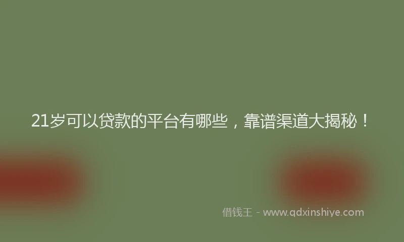 21岁可以贷款的平台有哪些，靠谱渠道大揭秘！