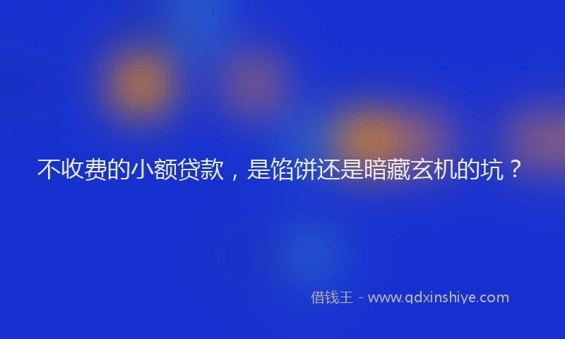 不收费的小额贷款，是馅饼还是暗藏玄机的坑？
