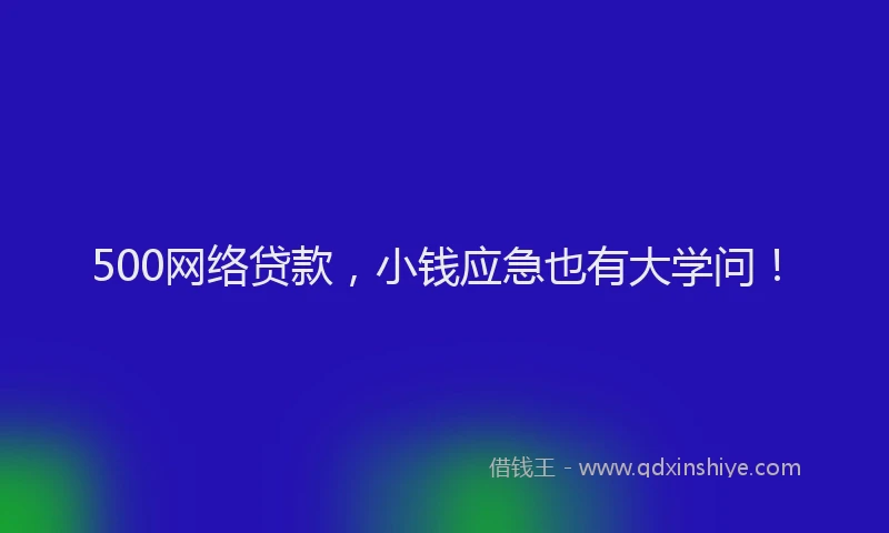 500网络贷款，小钱应急也有大学问！