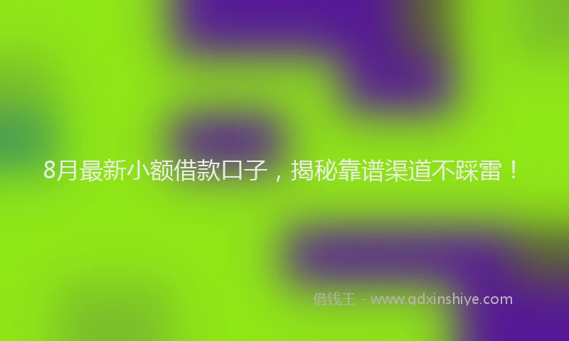 8月最新小额借款口子，揭秘靠谱渠道不踩雷！
