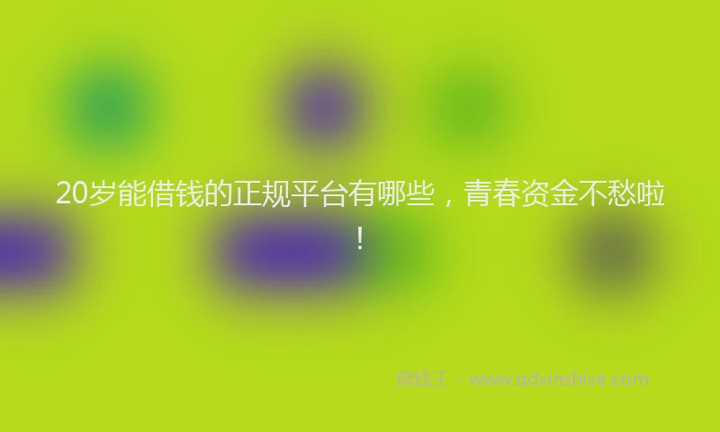 20岁能借钱的正规平台有哪些，青春资金不愁啦！