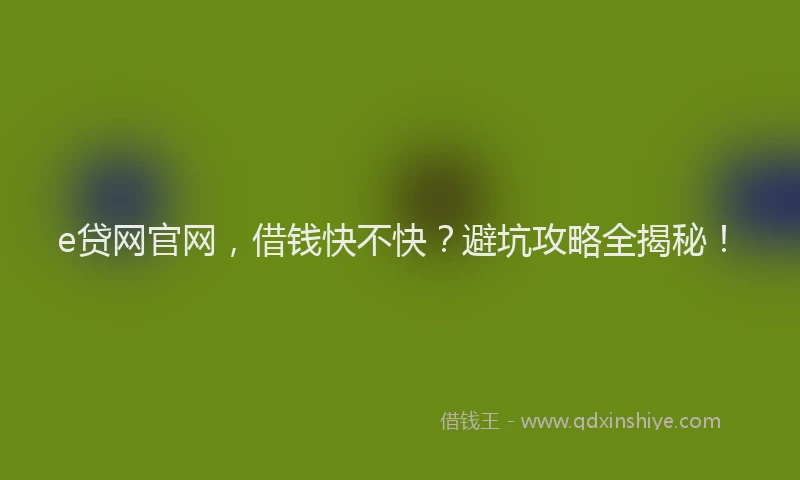 e贷网官网，借钱快不快？避坑攻略全揭秘！