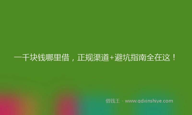 一千块钱哪里借，正规渠道+避坑指南全在这！