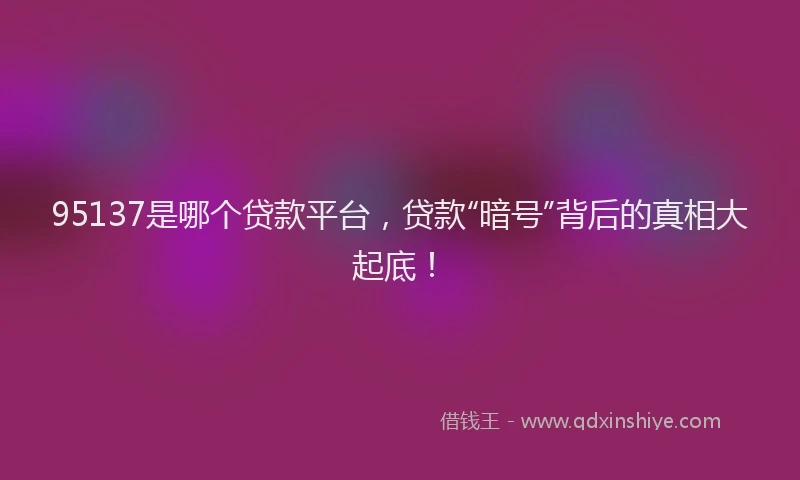 95137是哪个贷款平台，贷款“暗号”背后的真相大起底！