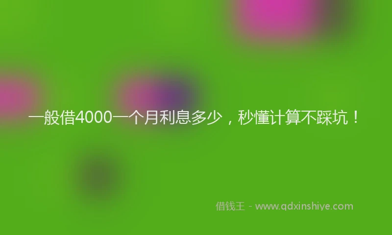 一般借4000一个月利息多少，秒懂计算不踩坑！