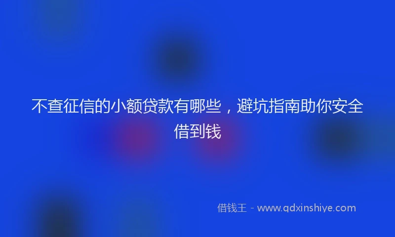 不查征信的小额贷款有哪些，避坑指南助你安全借到钱