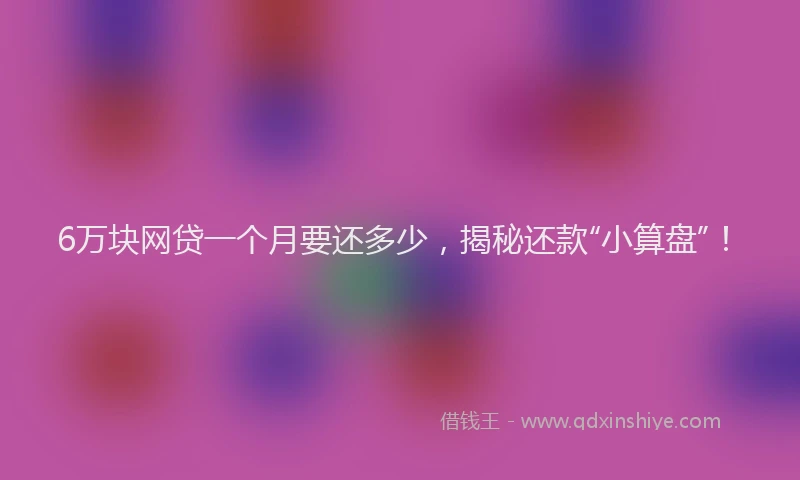 6万块网贷一个月要还多少，揭秘还款“小算盘”！