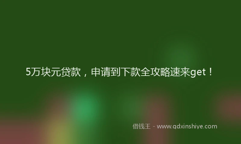 5万块元贷款，申请到下款全攻略速来get！