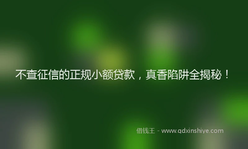 不查征信的正规小额贷款，真香陷阱全揭秘！
