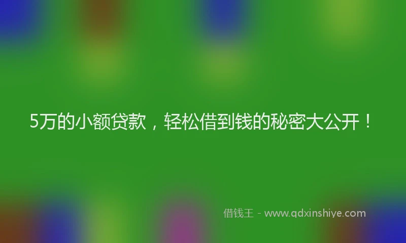 5万的小额贷款，轻松借到钱的秘密大公开！