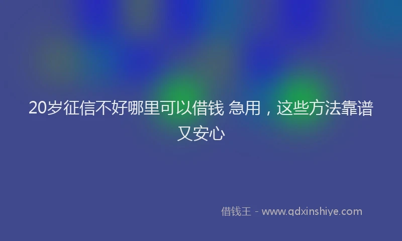 20岁征信不好哪里可以借钱 急用，这些方法靠谱又安心