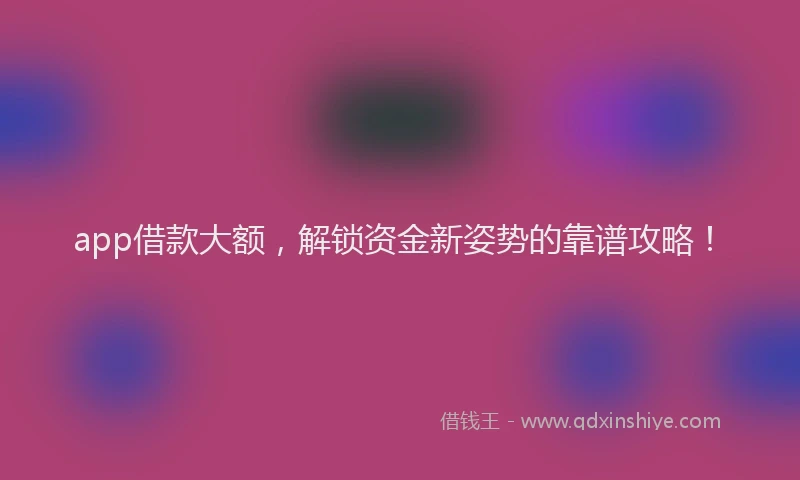 app借款大额，解锁资金新姿势的靠谱攻略！