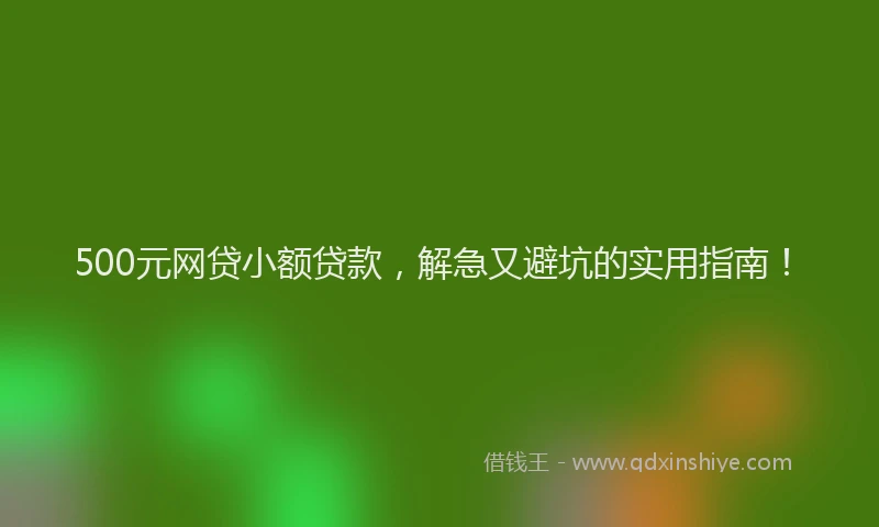 500元网贷小额贷款，解急又避坑的实用指南！