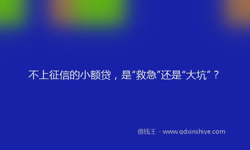 不上征信的小额贷，是“救急”还是“大坑”？