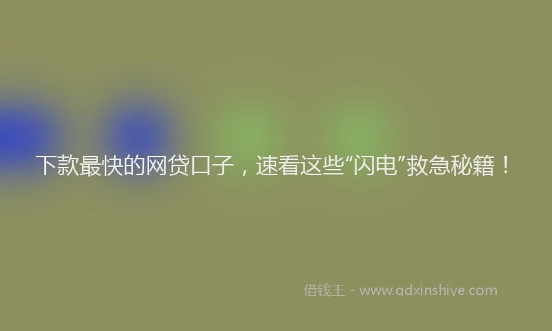 下款最快的网贷口子，速看这些“闪电”救急秘籍！