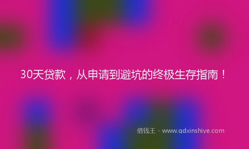 30天贷款，从申请到避坑的终极生存指南！