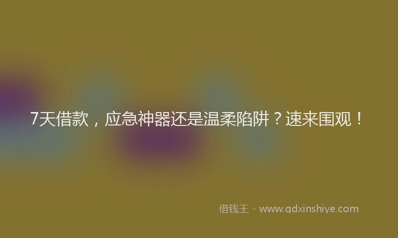 7天借款，应急神器还是温柔陷阱？速来围观！