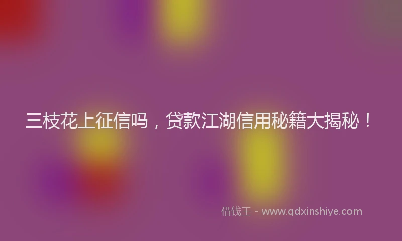 三枝花上征信吗，贷款江湖信用秘籍大揭秘！