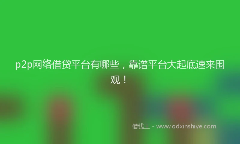 p2p网络借贷平台有哪些，靠谱平台大起底速来围观！