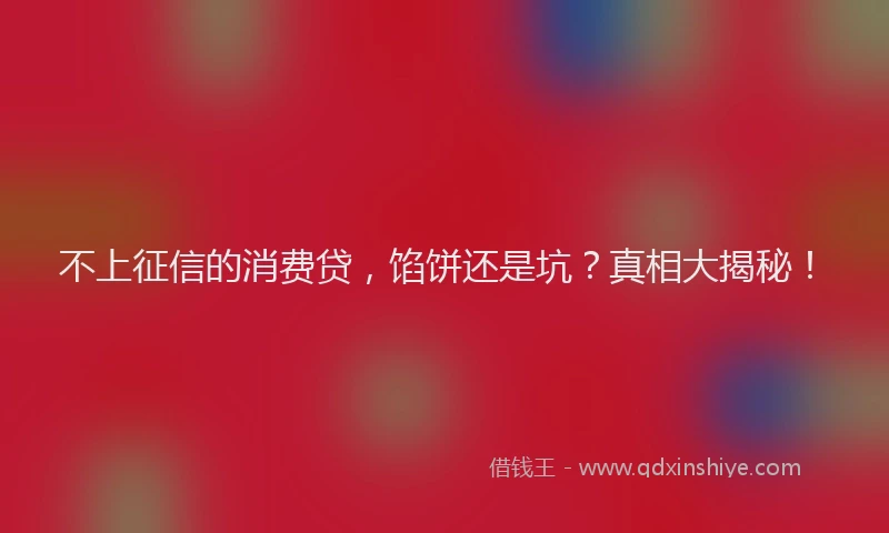 不上征信的消费贷，馅饼还是坑？真相大揭秘！