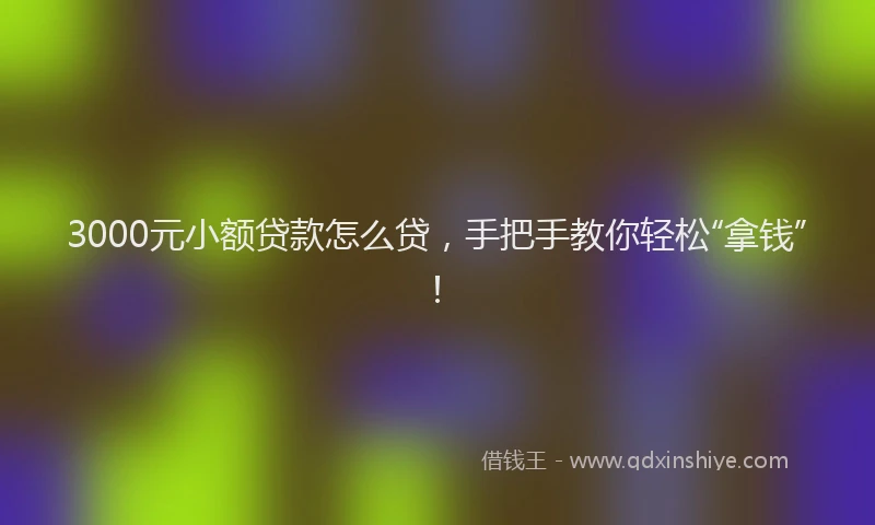 3000元小额贷款怎么贷，手把手教你轻松“拿钱”！