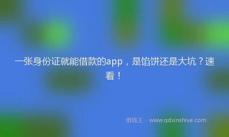 一张身份证就能借款的app，是馅饼还是大坑？速看！