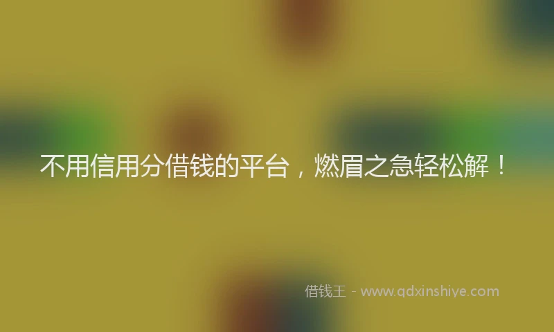 不用信用分借钱的平台，燃眉之急轻松解！