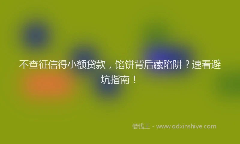 不查征信得小额贷款，馅饼背后藏陷阱？速看避坑指南！