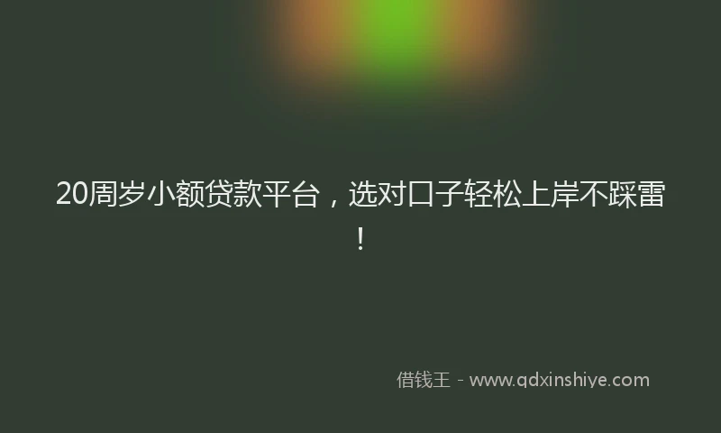 20周岁小额贷款平台,选对口子轻松上岸不踩雷!