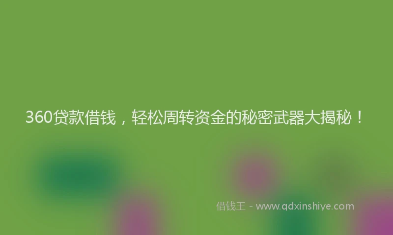 360贷款借钱，轻松周转资金的秘密武器大揭秘！