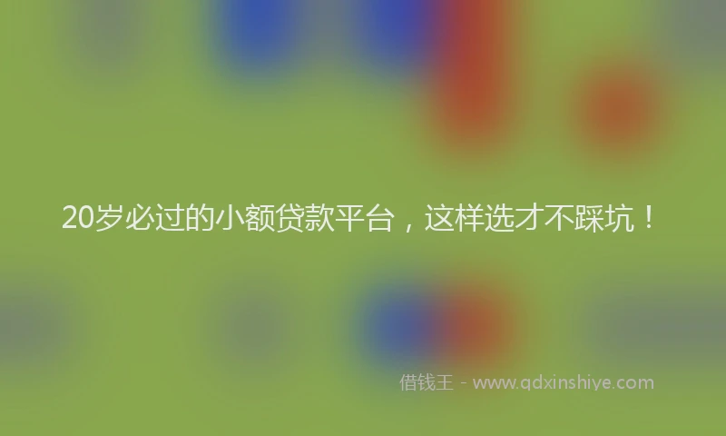 20岁必过的小额贷款平台，这样选才不踩坑！