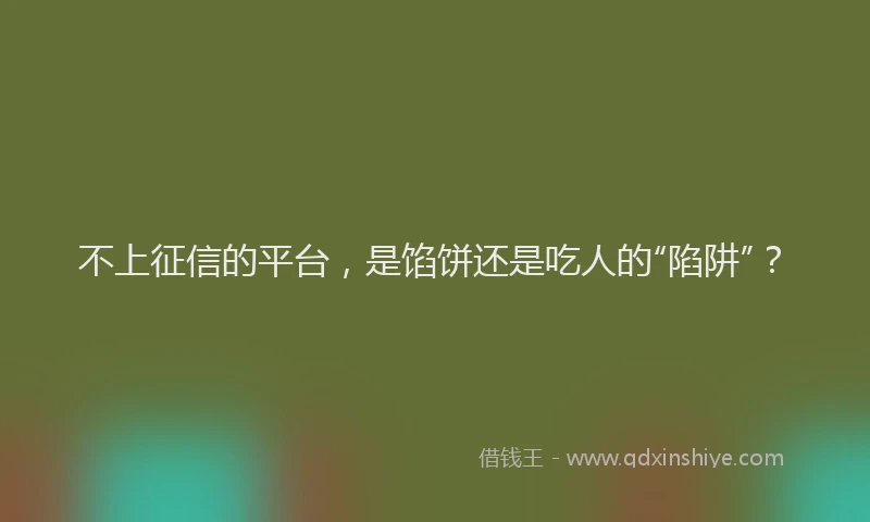 不上征信的平台，是馅饼还是吃人的“陷阱”？