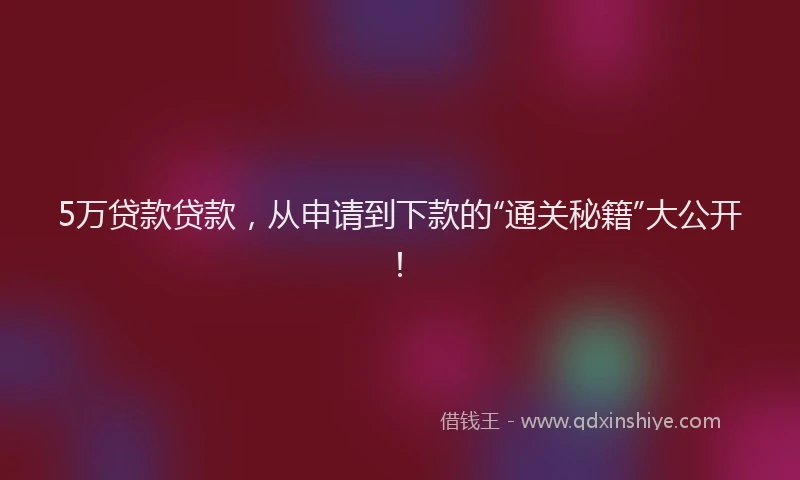 5万贷款贷款，从申请到下款的“通关秘籍”大公开！