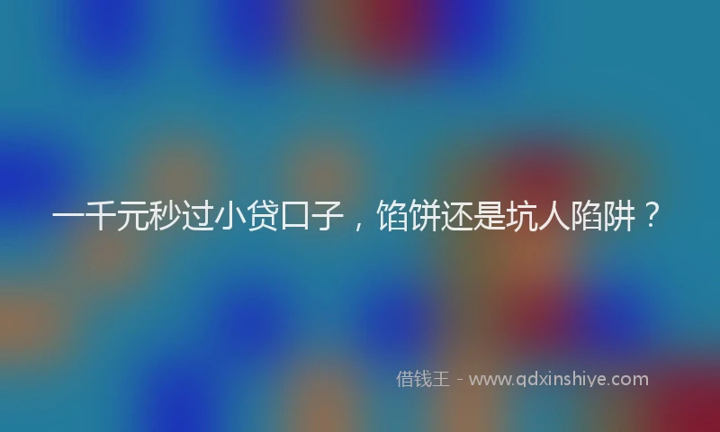 一千元秒过小贷口子，馅饼还是坑人陷阱？