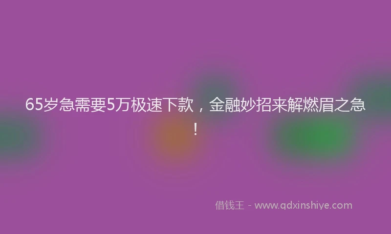 65岁急需要5万极速下款，金融妙招来解燃眉之急！