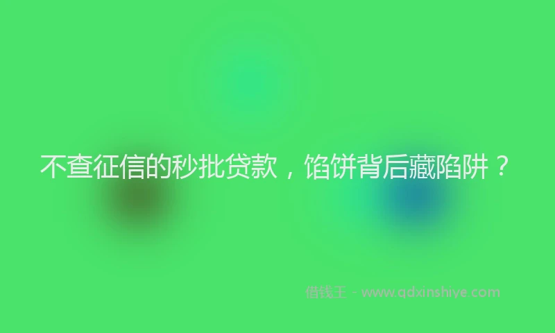 不查征信的秒批贷款，馅饼背后藏陷阱？