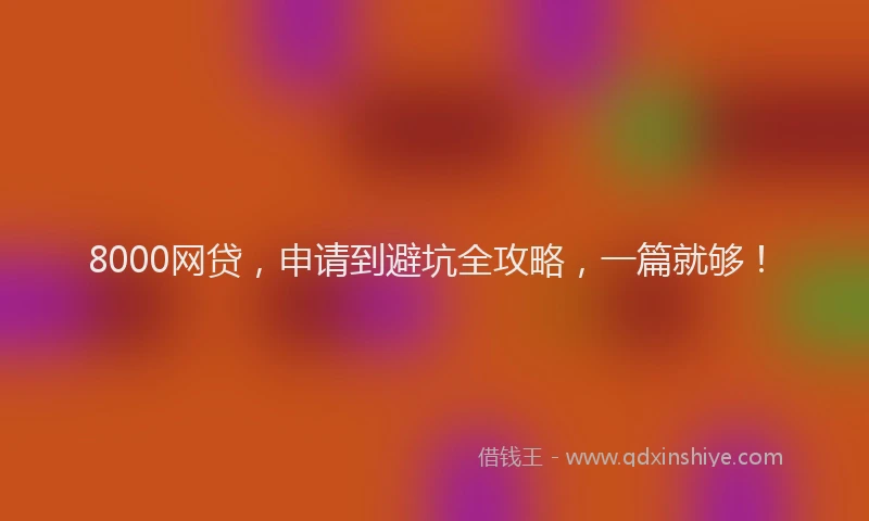 8000网贷，申请到避坑全攻略，一篇就够！