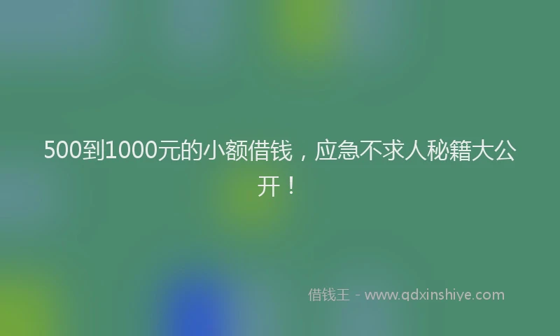 500到1000元的小额借钱，应急不求人秘籍大公开！