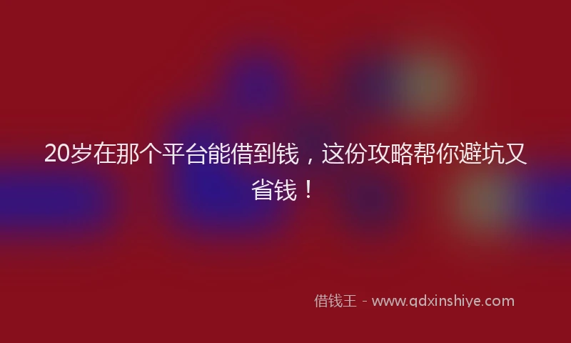 20岁在那个平台能借到钱，这份攻略帮你避坑又省钱！
