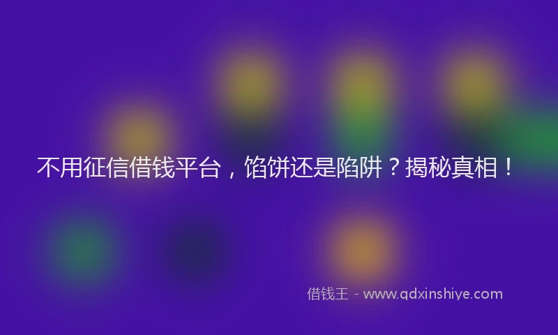 不用征信借钱平台，馅饼还是陷阱？揭秘真相！