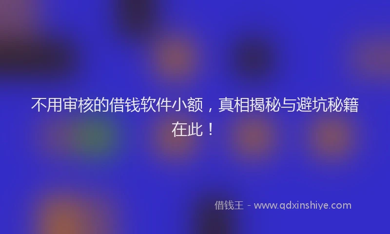 不用审核的借钱软件小额，真相揭秘与避坑秘籍在此！