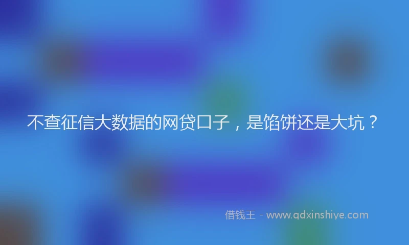 不查征信大数据的网贷口子，是馅饼还是大坑？