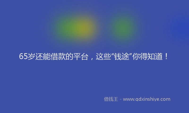 65岁还能借款的平台,这些“钱途”你得知道!