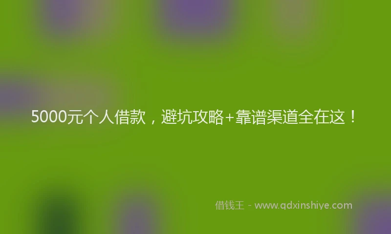 5000元个人借款，避坑攻略+靠谱渠道全在这！