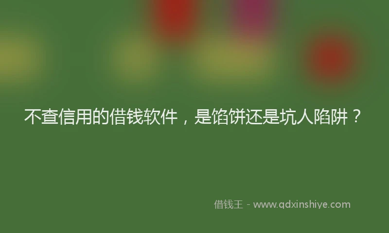 不查信用的借钱软件，是馅饼还是坑人陷阱？