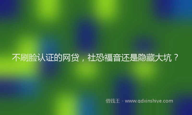 不刷脸认证的网贷，社恐福音还是隐藏大坑？