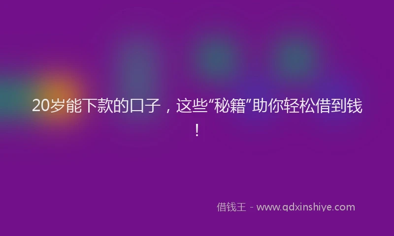 20岁能下款的口子,这些“秘籍”助你轻松借到钱!